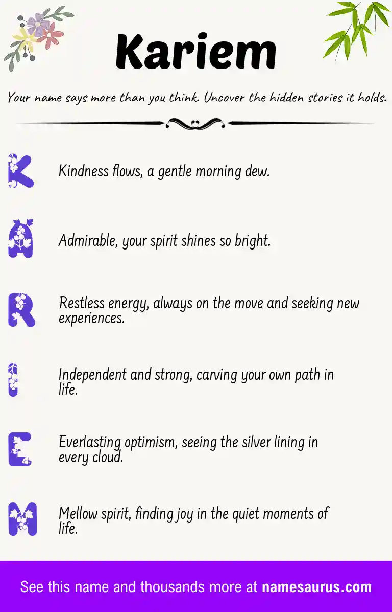 Acrostic poem about Kariem.