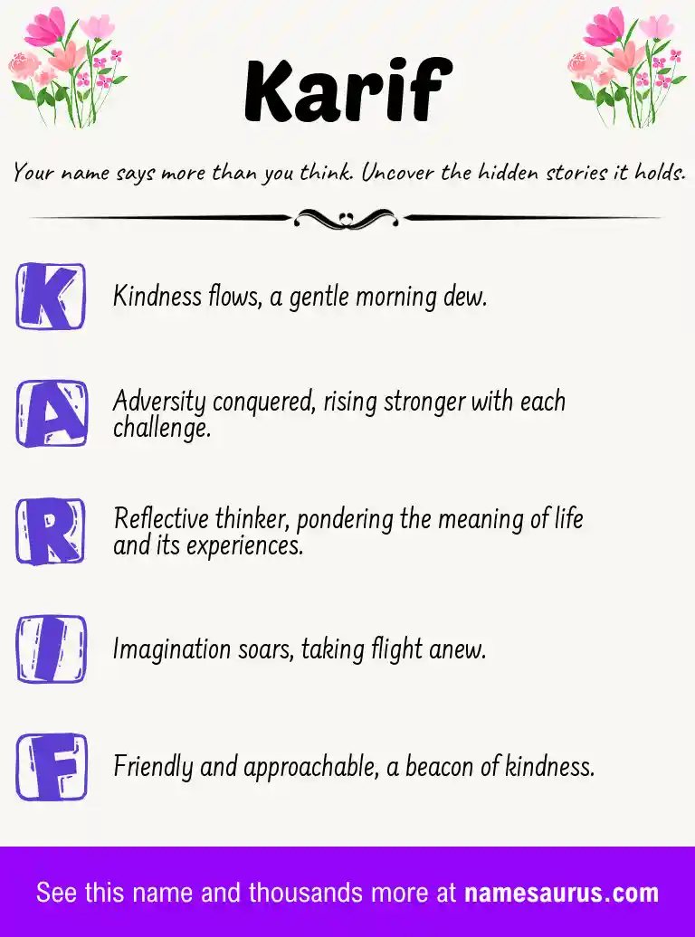 Acrostic poem about Karif.