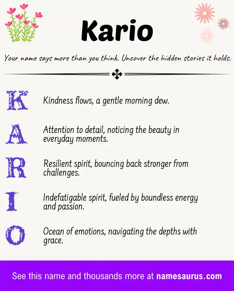 Acrostic poem about Kario.