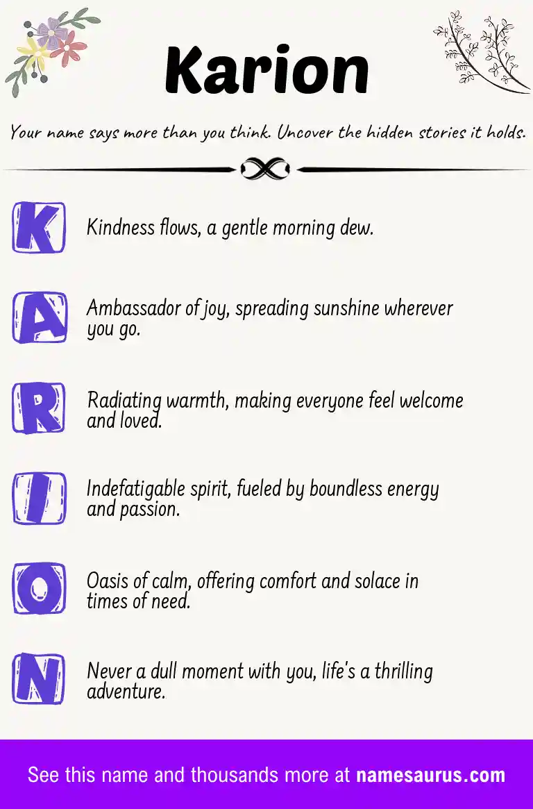 Acrostic poem about Karion.
