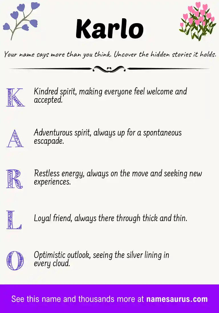 Acrostic poem about Karlo.