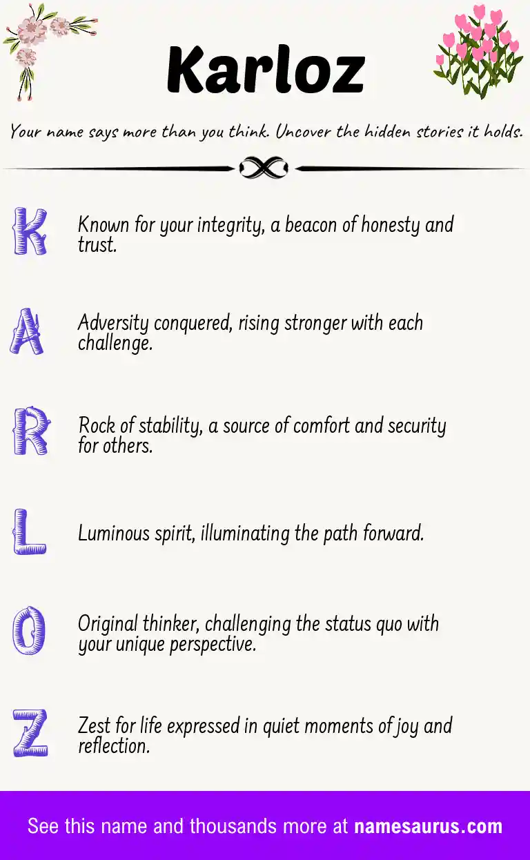 Acrostic poem about Karloz.
