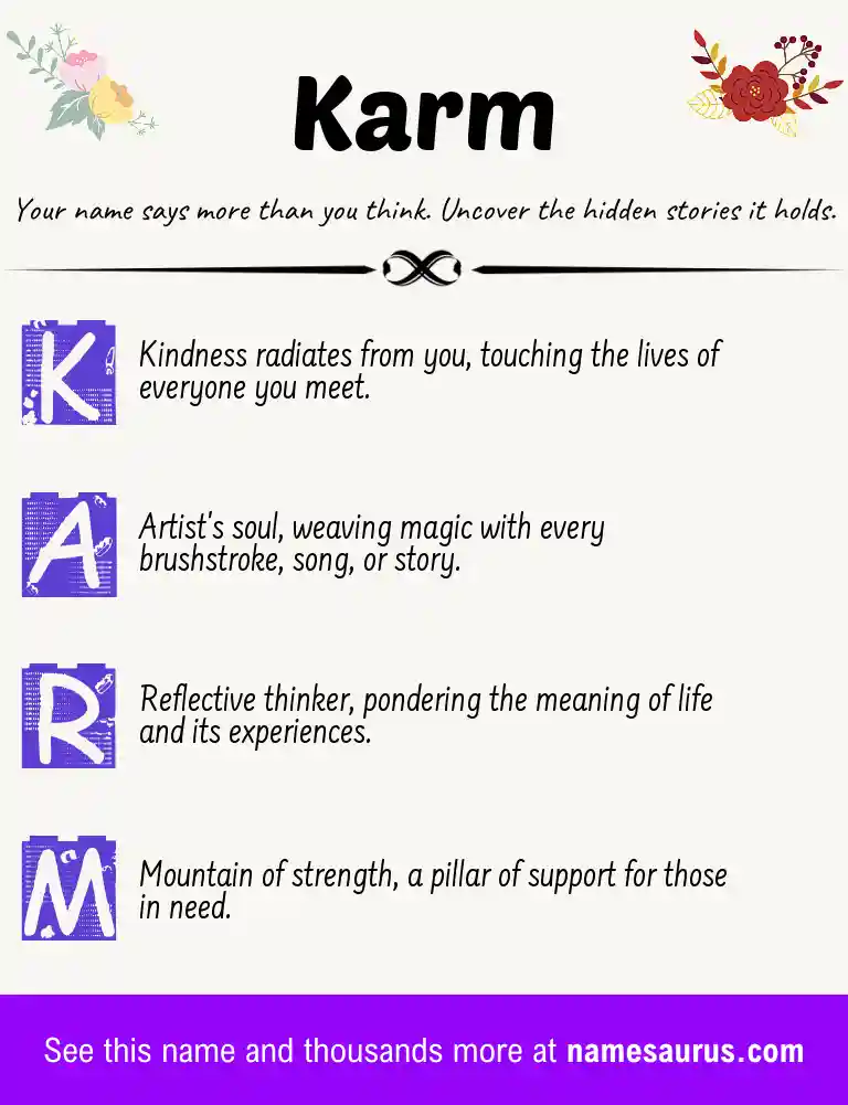 Acrostic poem about Karm.