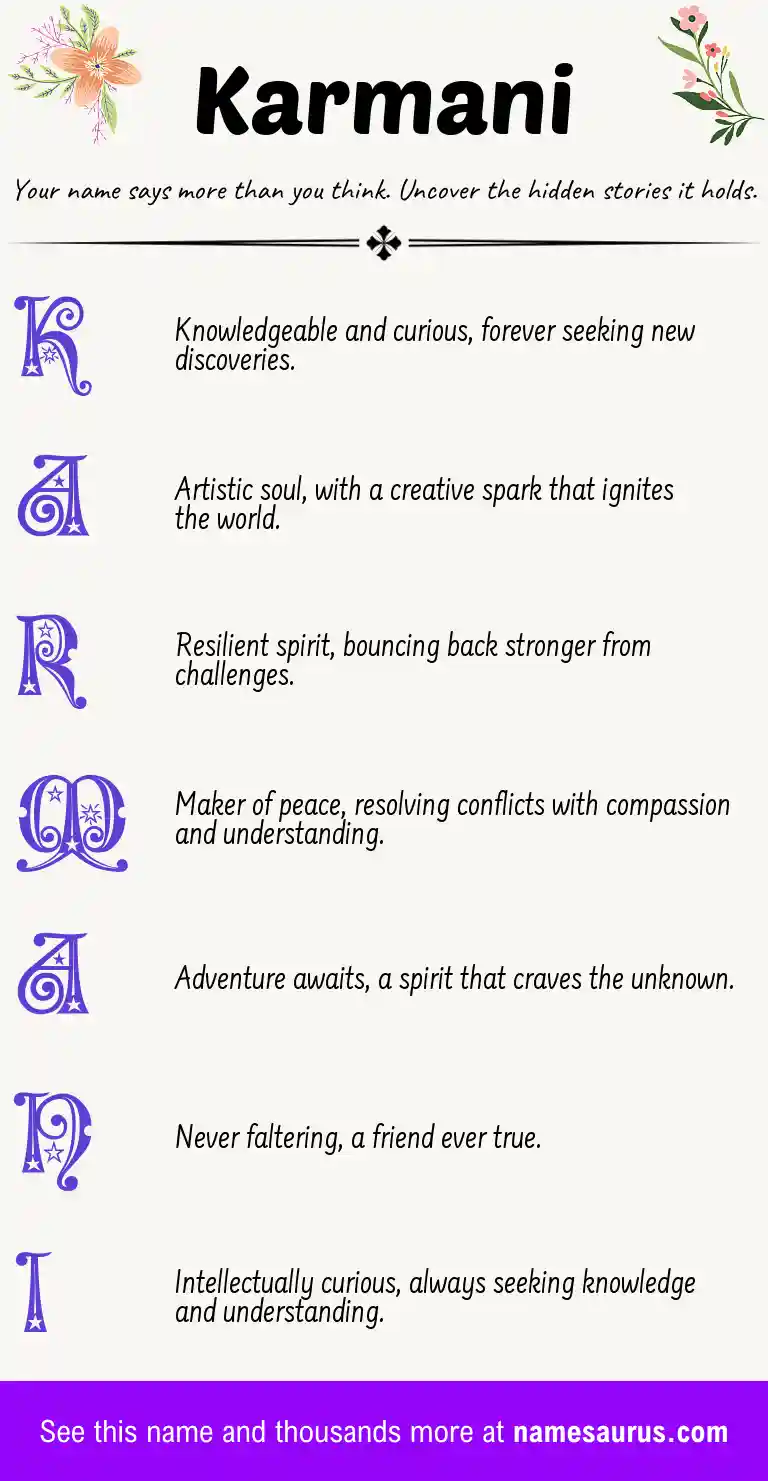Acrostic poem about Karmani.