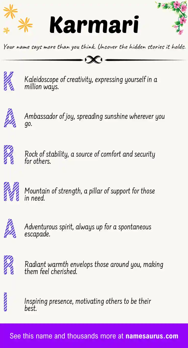 Acrostic poem about Karmari.