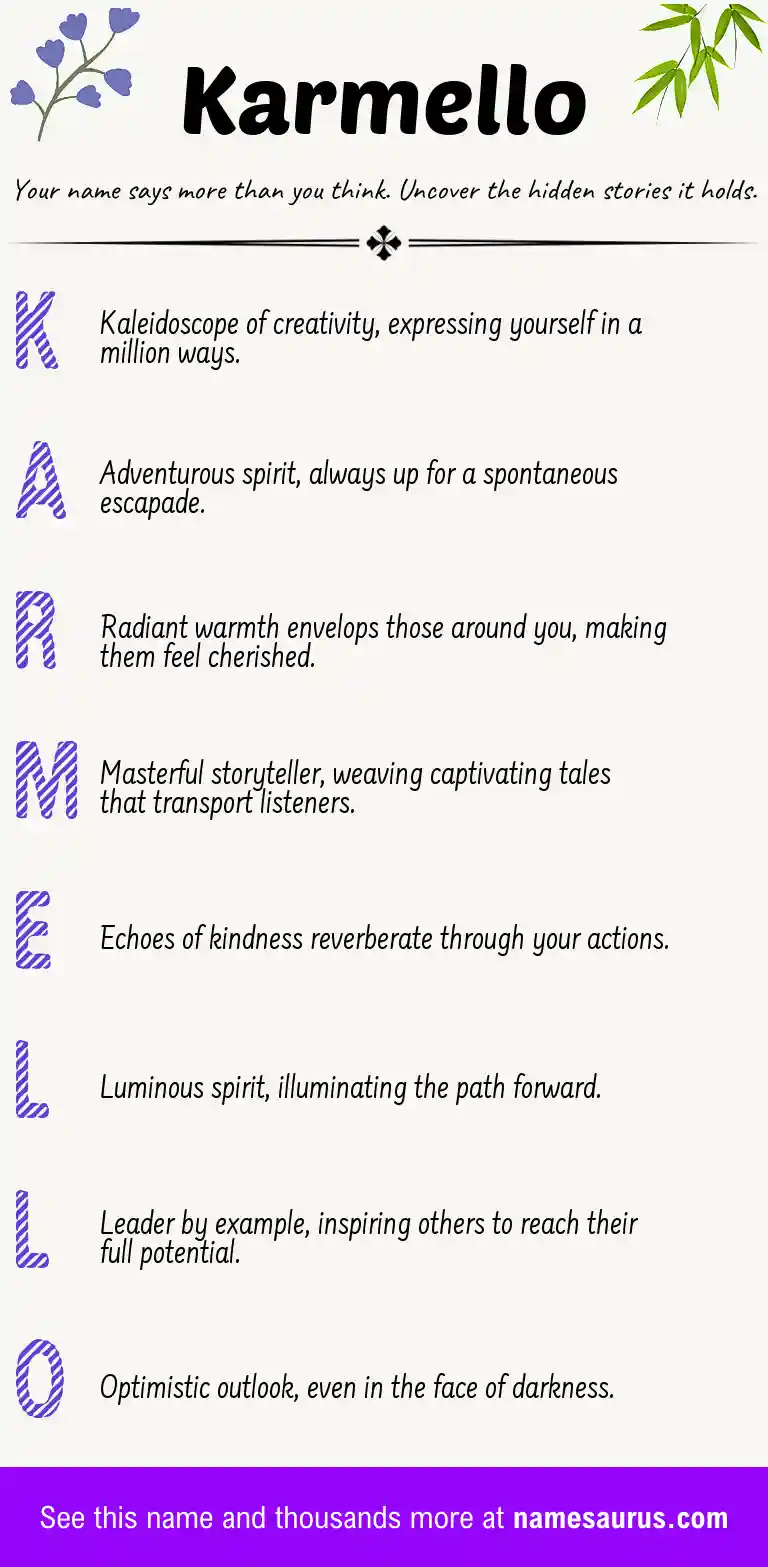 Acrostic poem about Karmello.