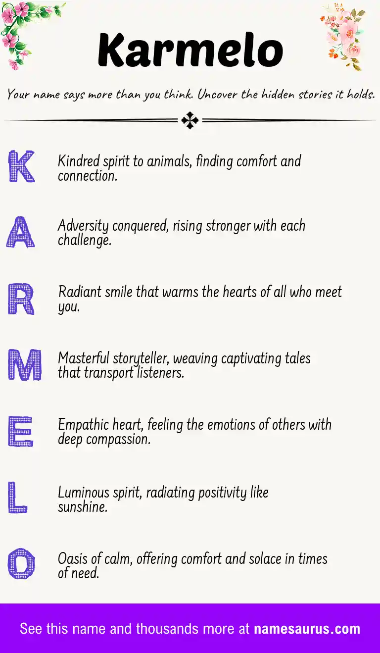 Acrostic poem about Karmelo.