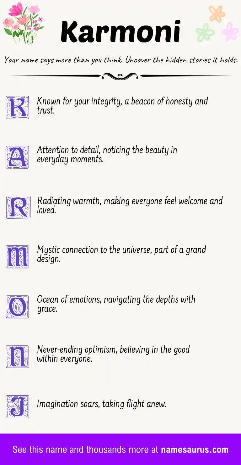 Acrostic poem about Karmoni.