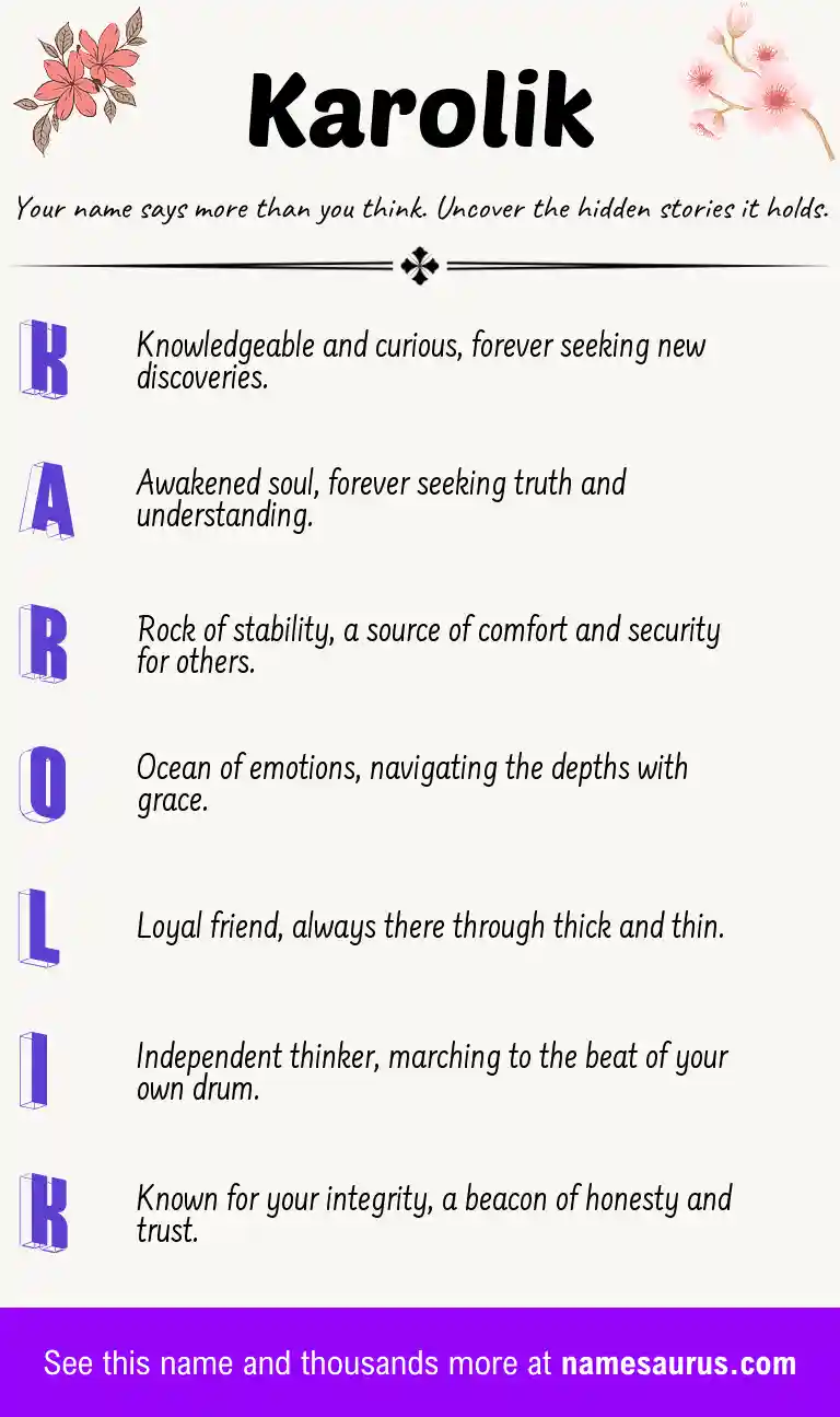 Acrostic poem about Karolik.