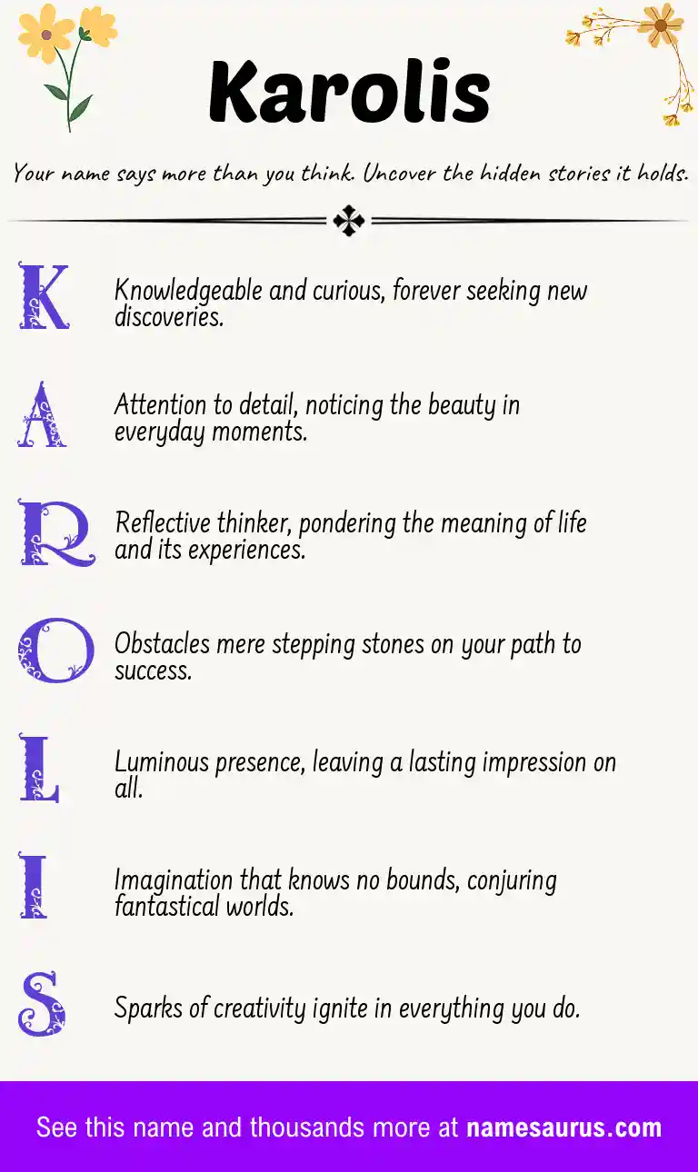 Acrostic poem about Karolis.