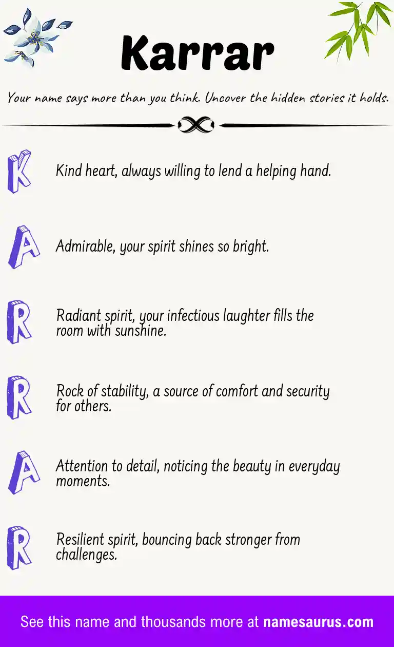 Acrostic poem about Karrar.