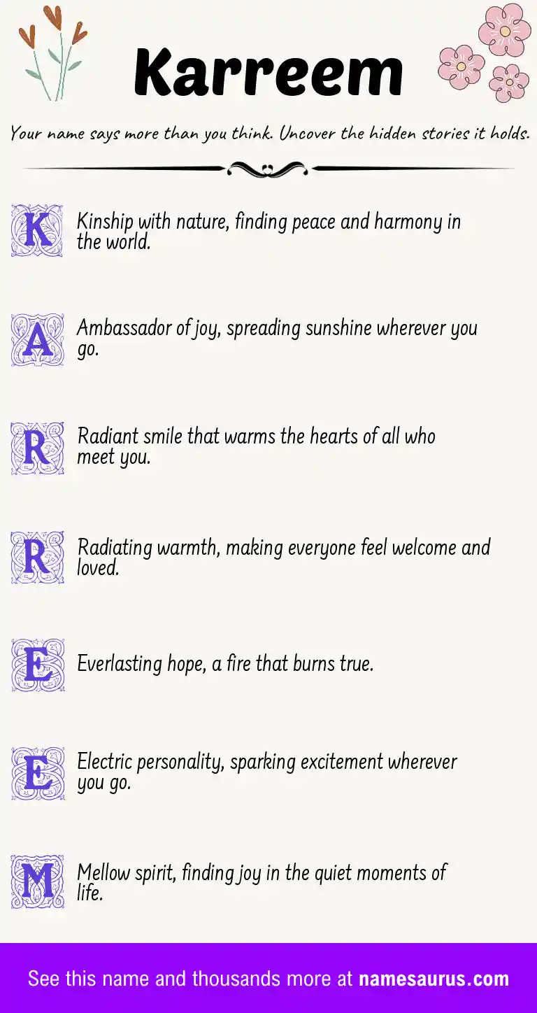 Acrostic poem about Karreem.