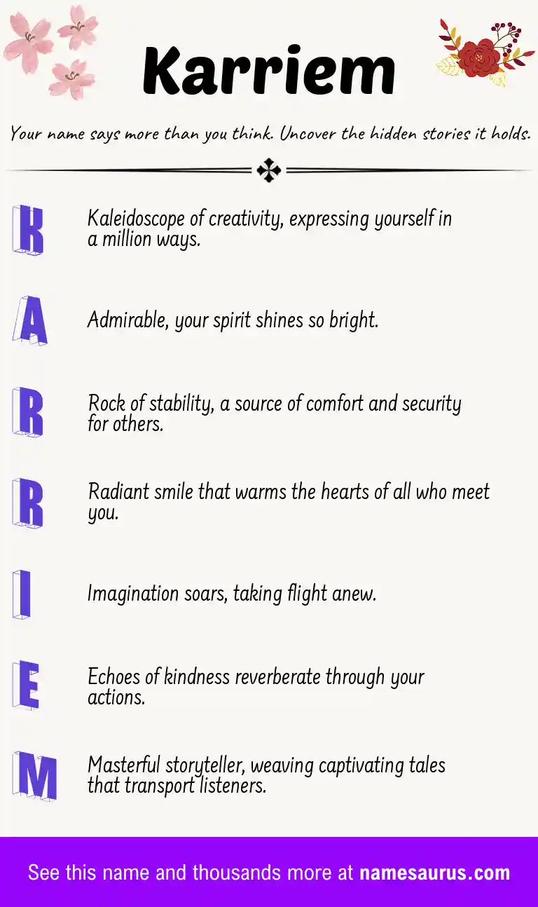 Acrostic poem about Karriem.