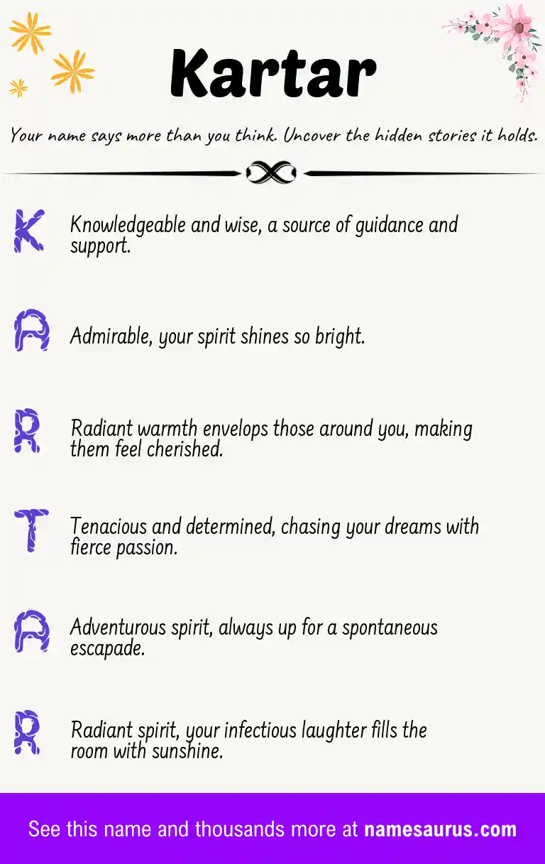 Acrostic poem about Kartar.