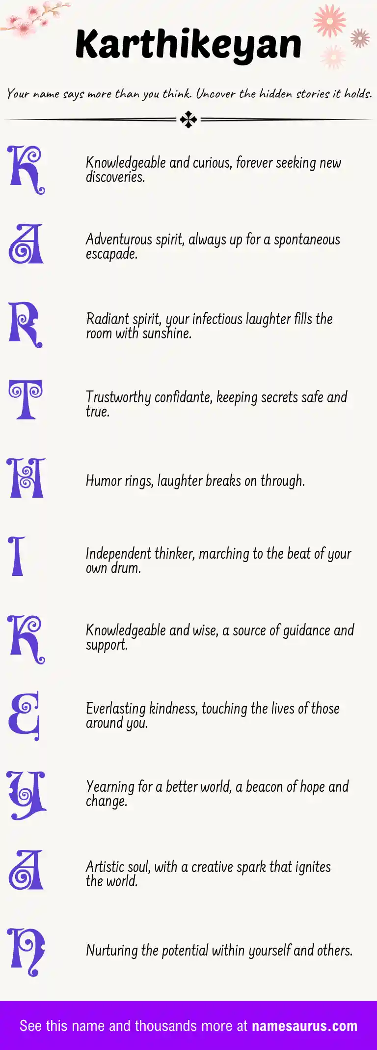 Acrostic poem about Karthikeyan.