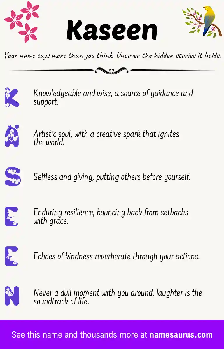 Acrostic poem about Kaseen.