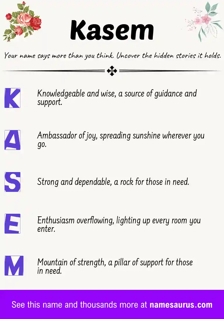 Acrostic poem about Kasem.
