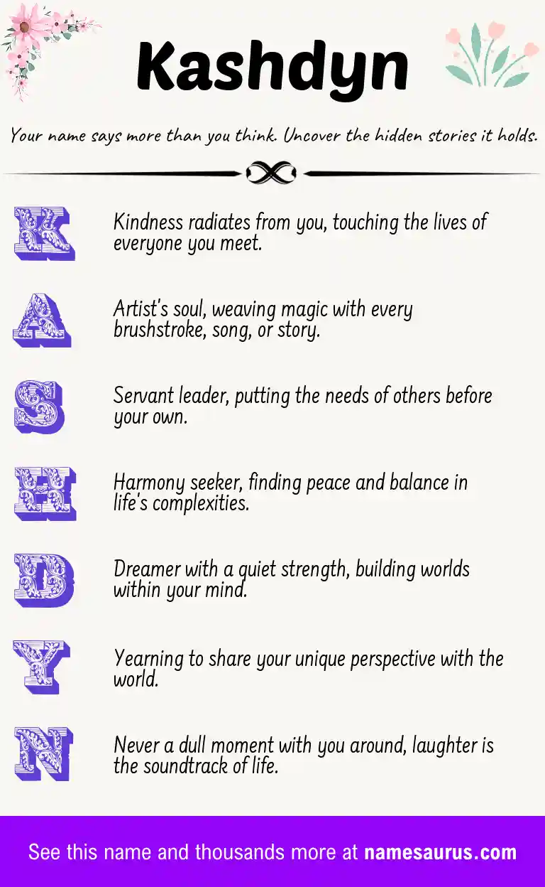 Acrostic poem about Kashdyn.