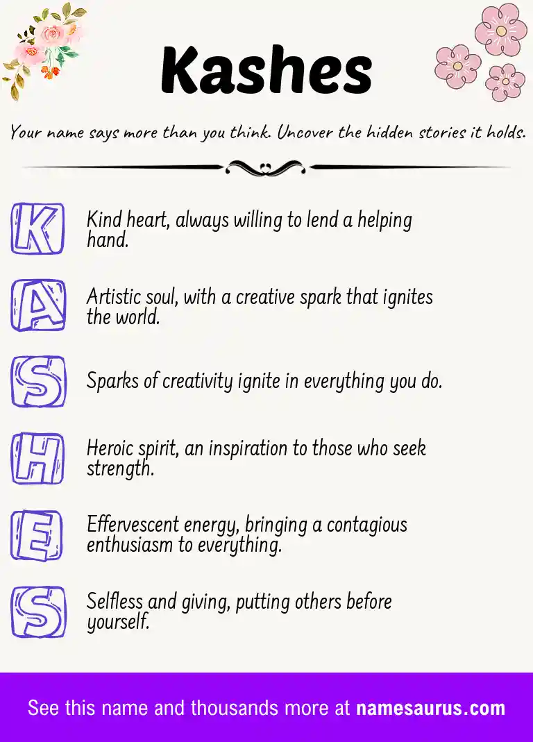 Acrostic poem about Kashes.