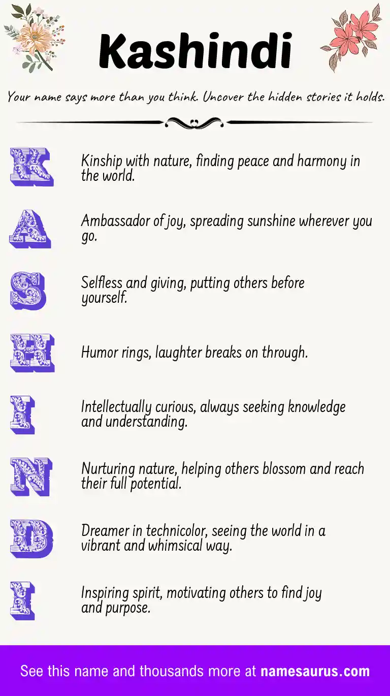 Acrostic poem about Kashindi.
