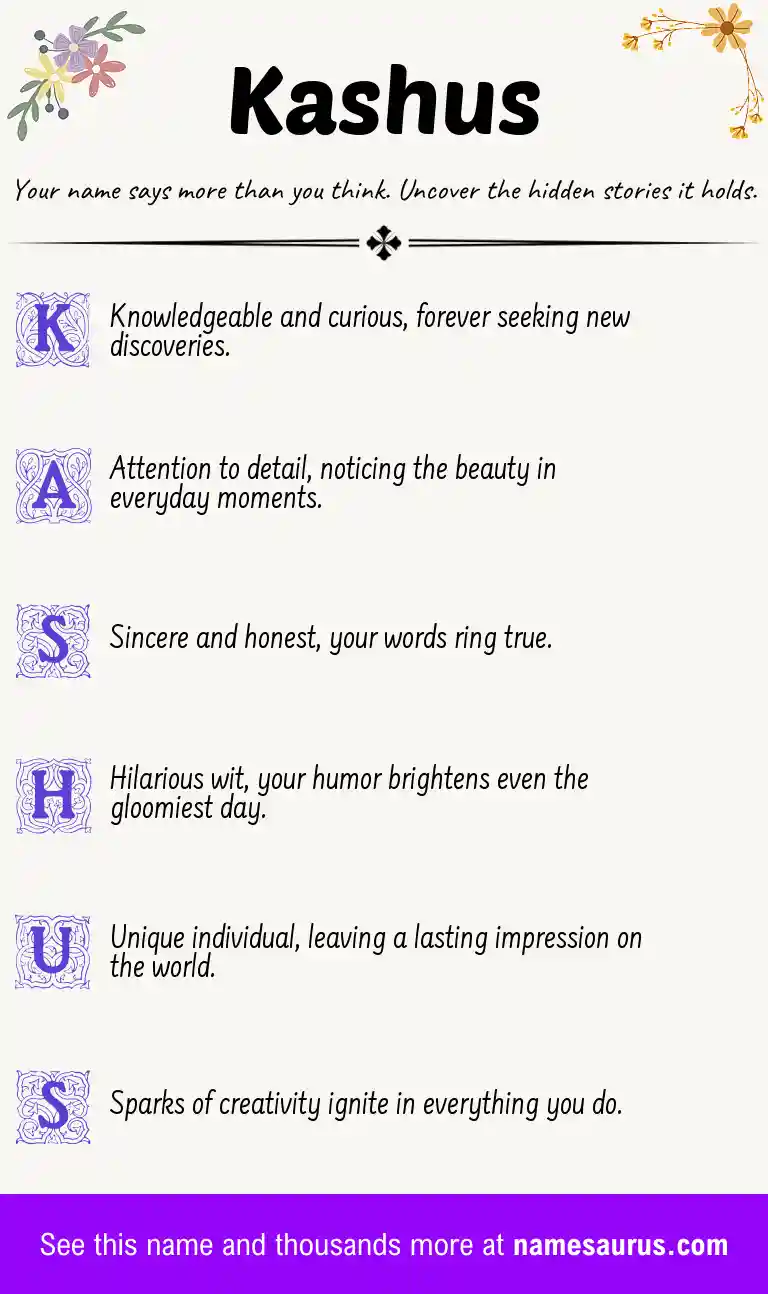Acrostic poem about Kashus.