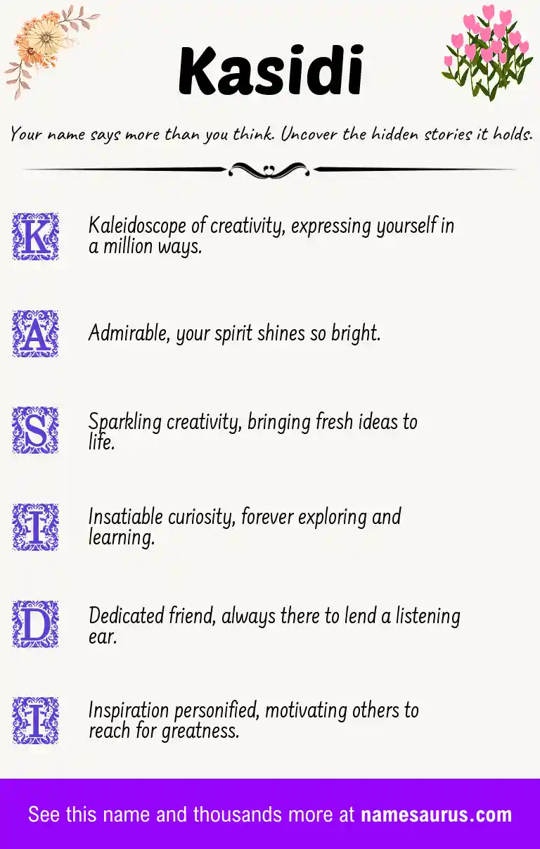 Acrostic poem about Kasidi.