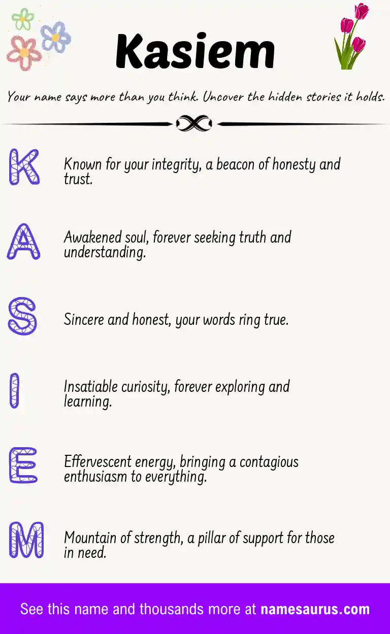 Acrostic poem about Kasiem.