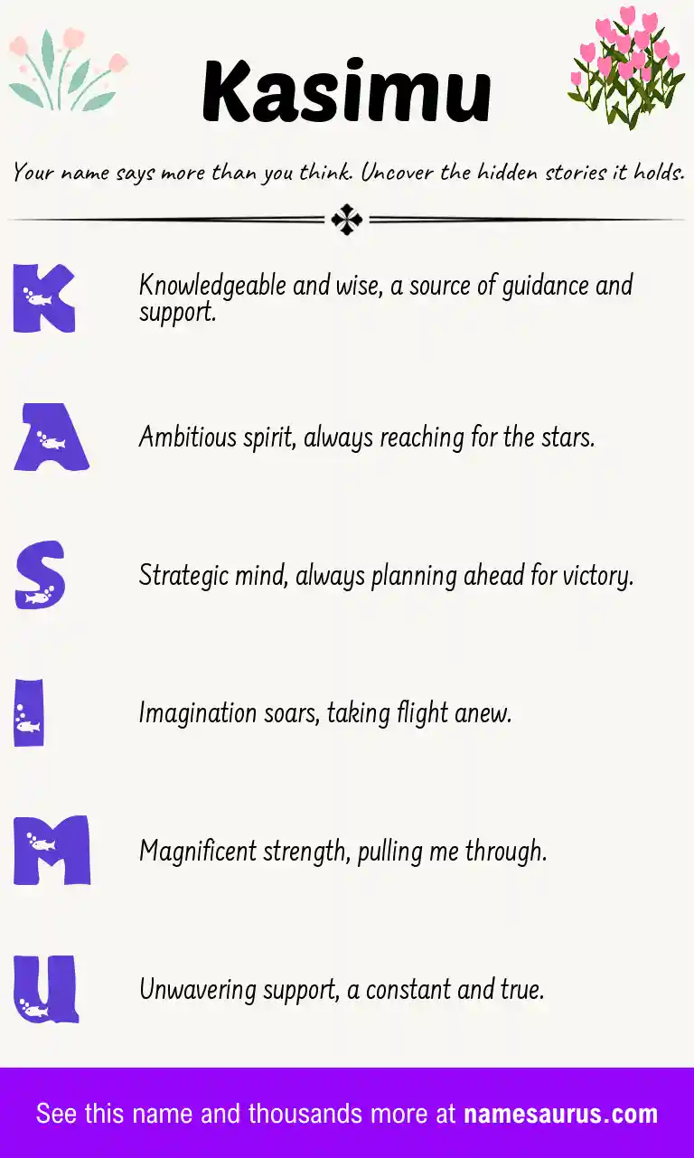 Acrostic poem about Kasimu.