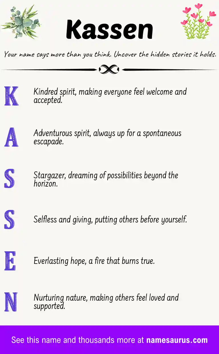 Acrostic poem about Kassen.