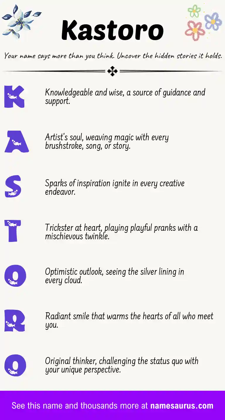 Acrostic poem about Kastoro.