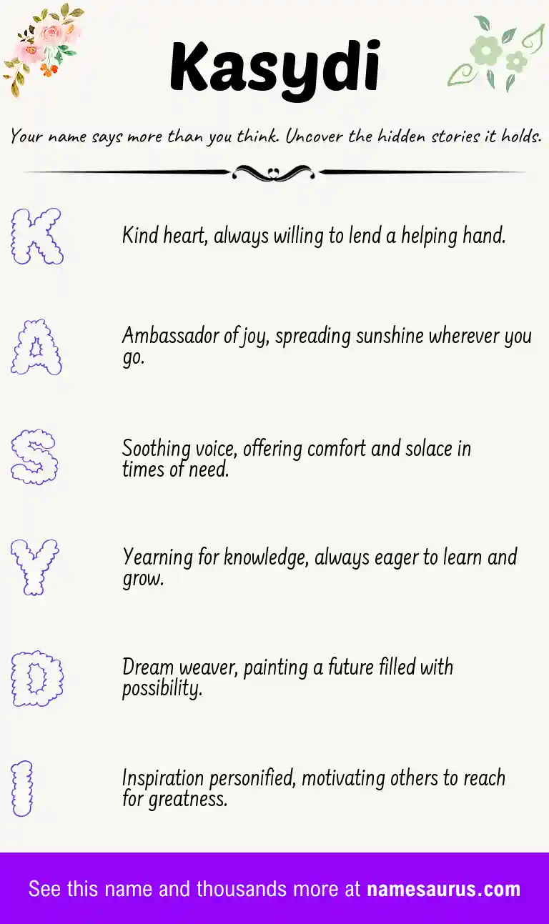 Acrostic poem about Kasydi.