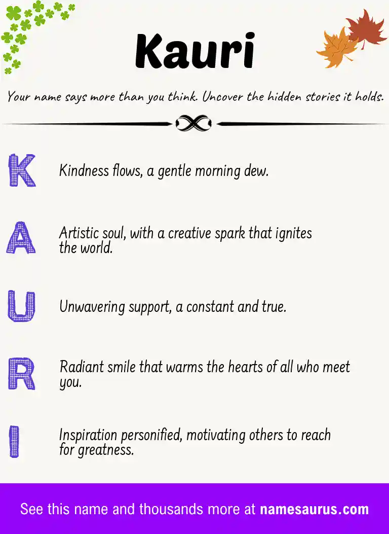 Acrostic poem about Kauri.