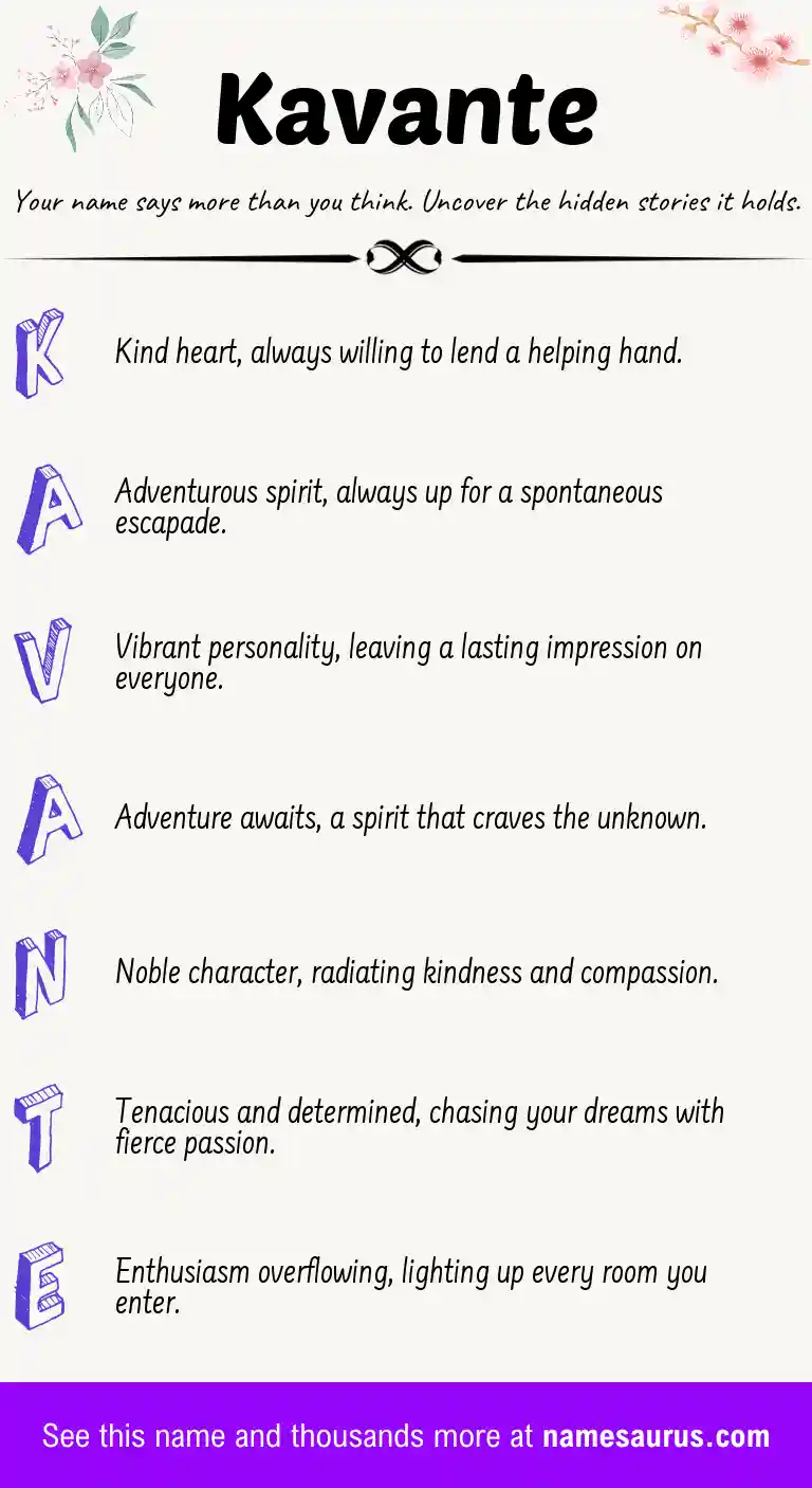 Acrostic poem about Kavante.