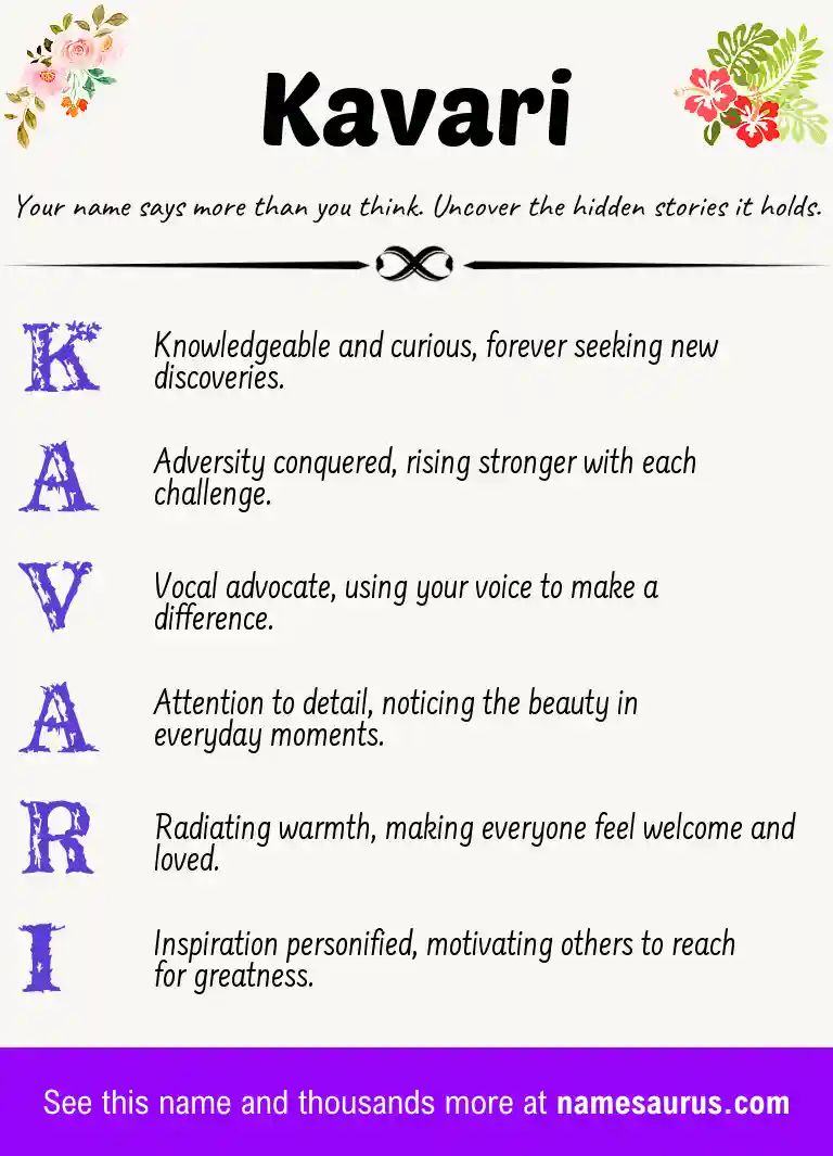 Acrostic poem about Kavari.