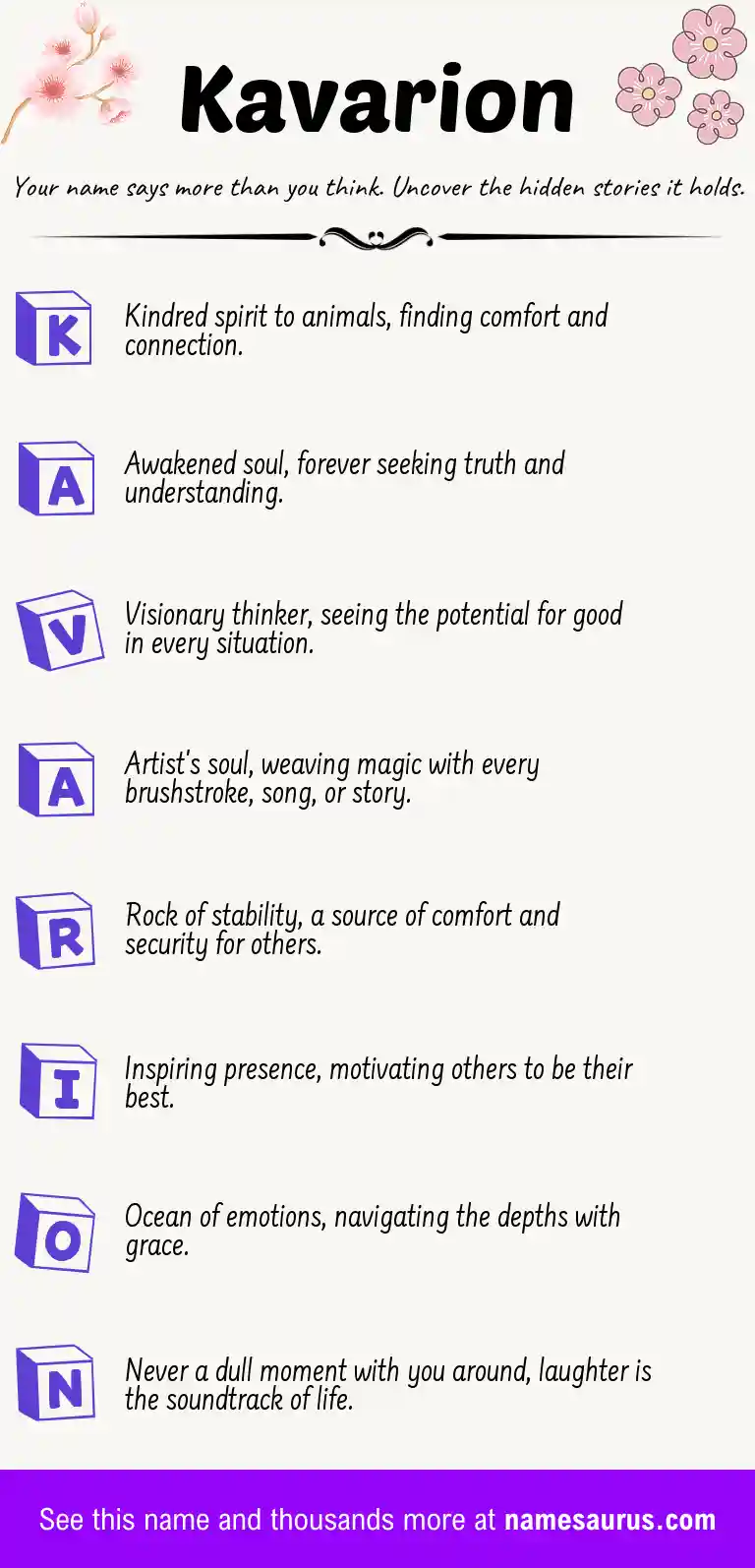 Acrostic poem about Kavarion.