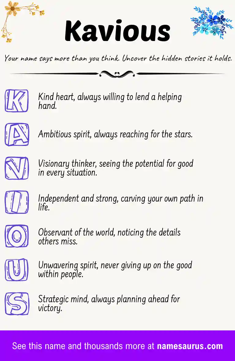 Acrostic poem about Kavious.
