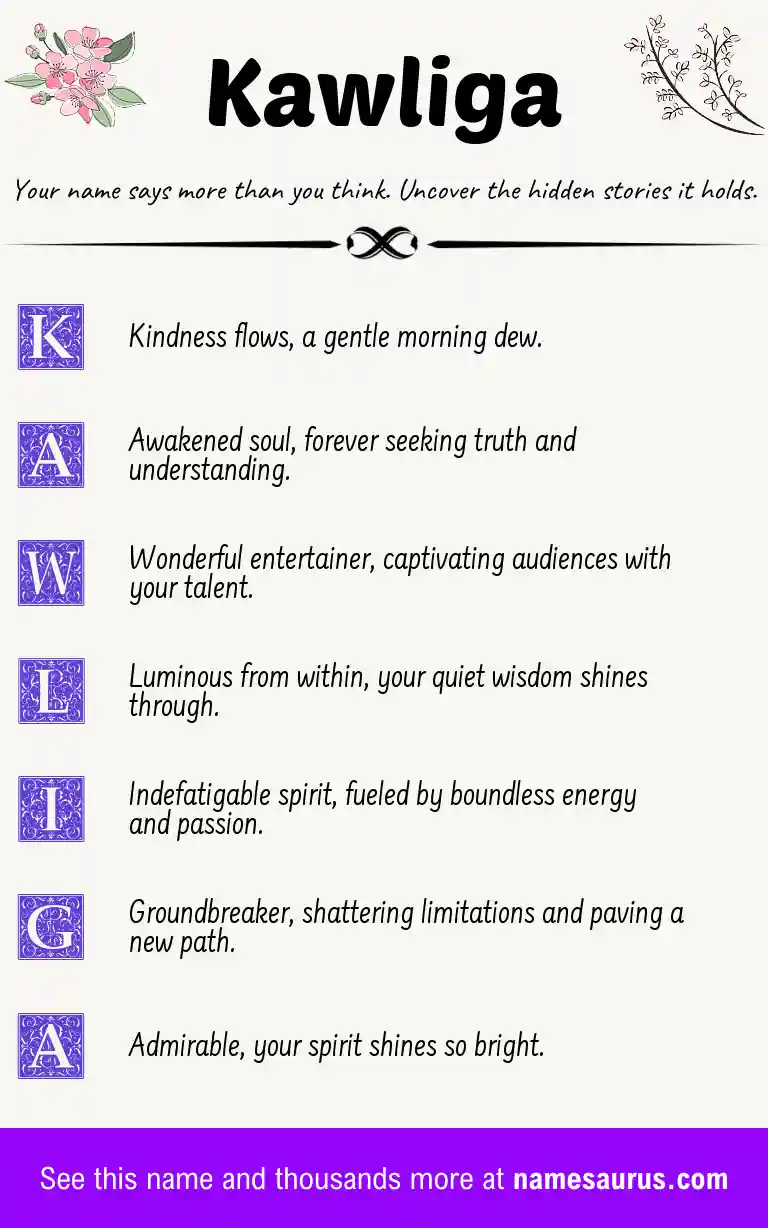Acrostic poem about Kawliga.