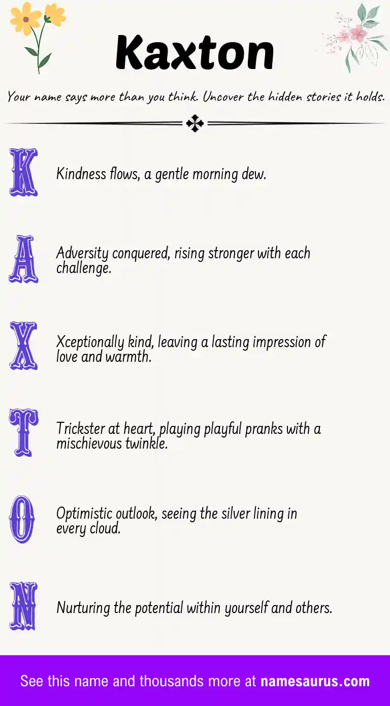 Acrostic poem about Kaxton.
