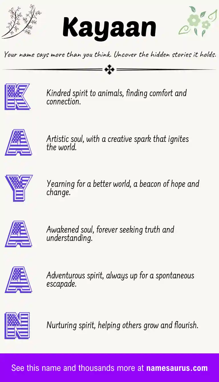 Acrostic poem about Kayaan.