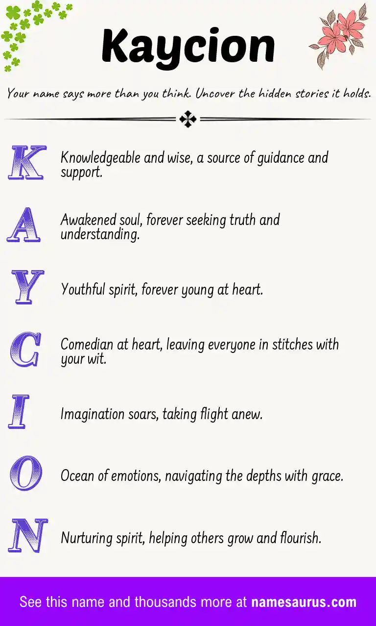 Acrostic poem about Kaycion.