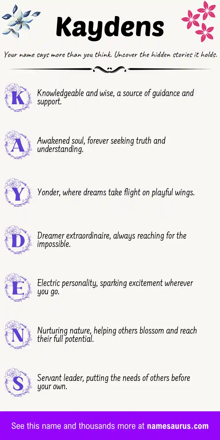 Acrostic poem about Kaydens.