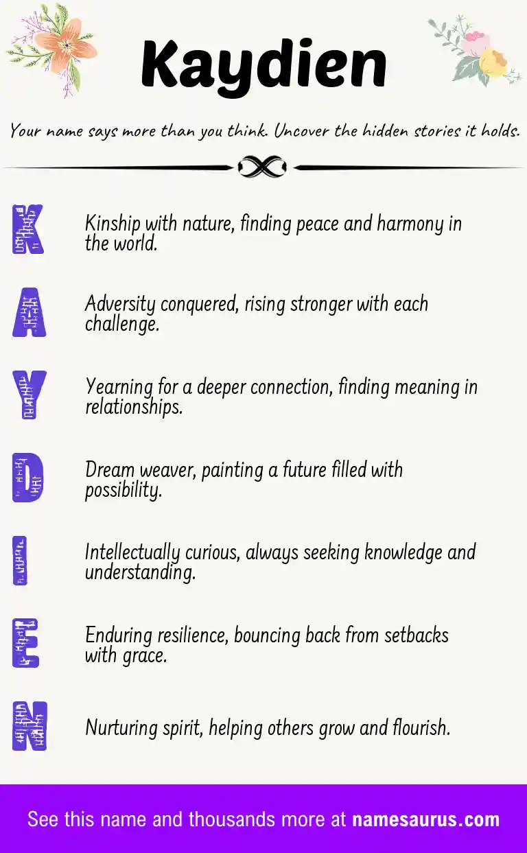 Acrostic poem about Kaydien.