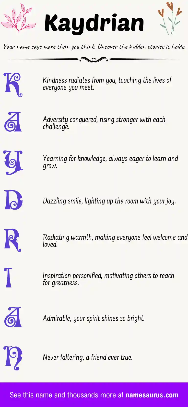 Acrostic poem about Kaydrian.