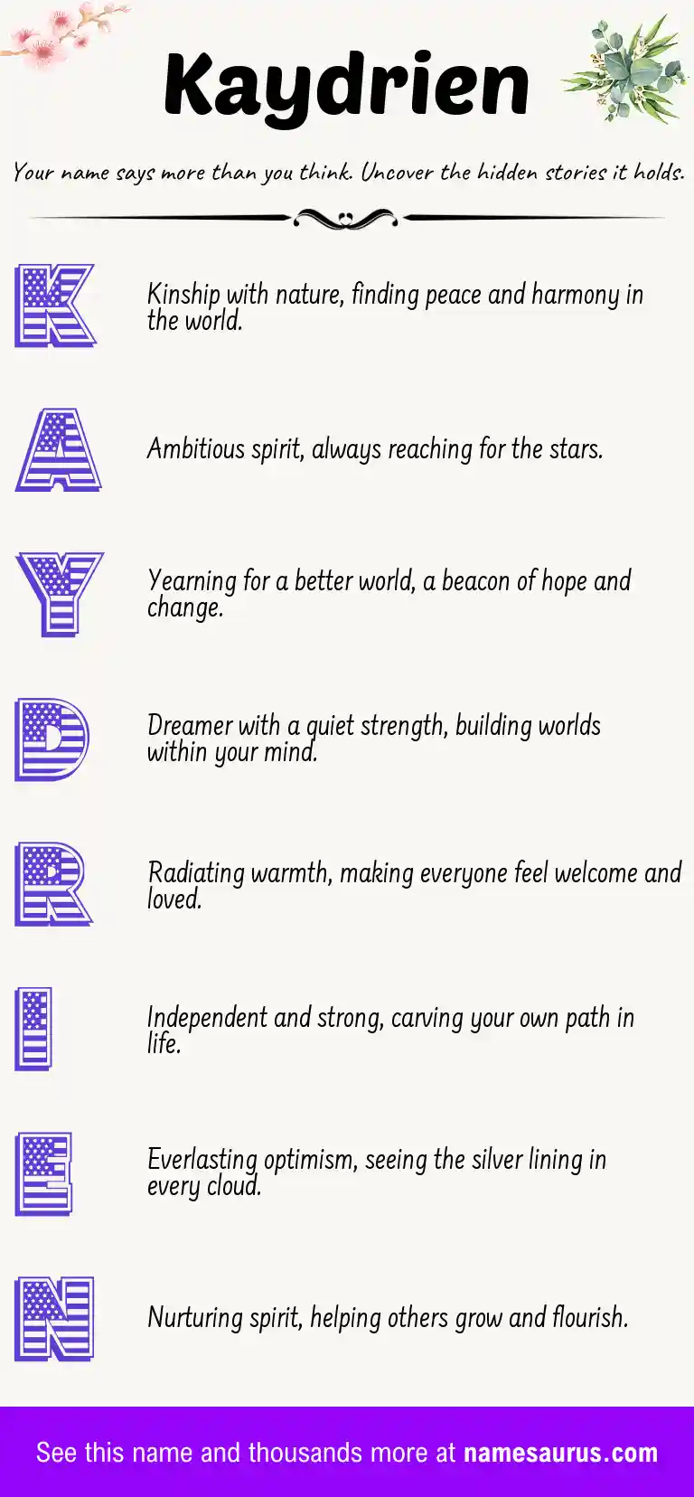 Acrostic poem about Kaydrien.