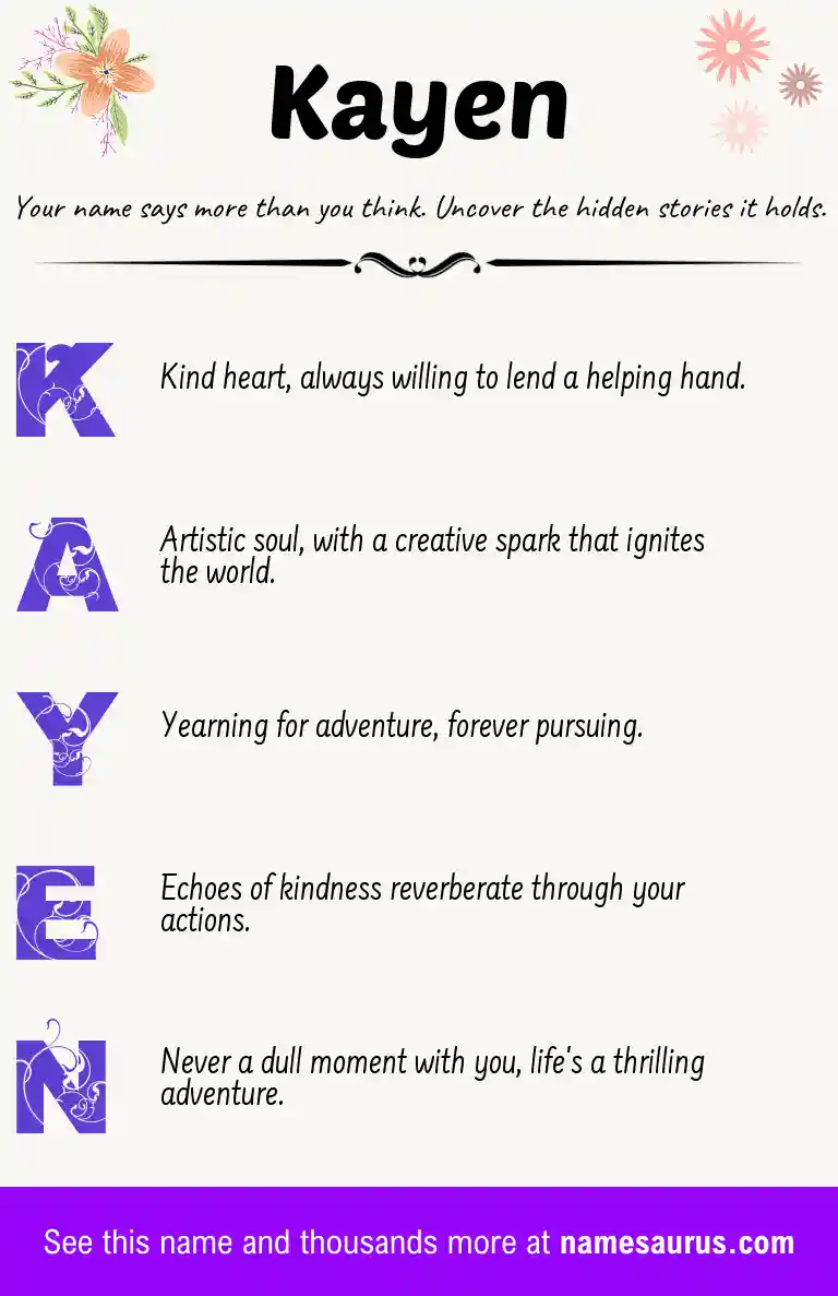 Acrostic poem about Kayen.