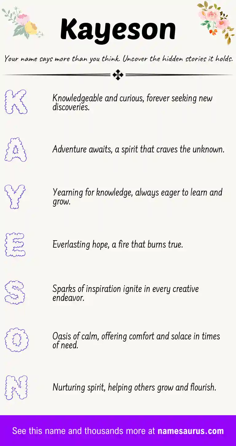 Acrostic poem about Kayeson.