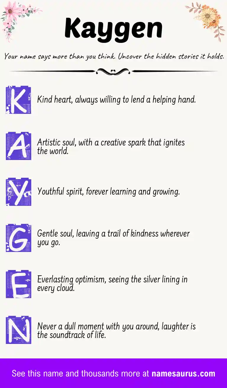 Acrostic poem about Kaygen.