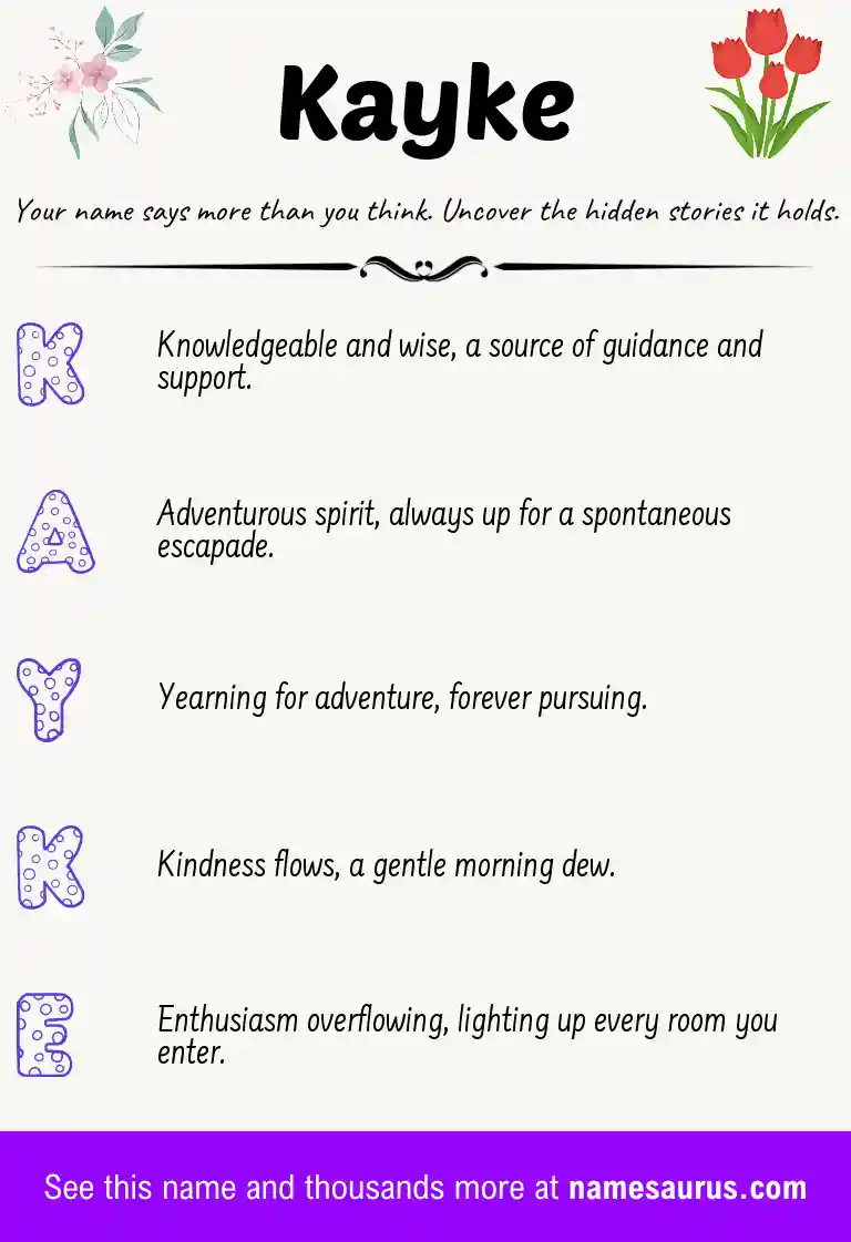 Acrostic poem about Kayke.