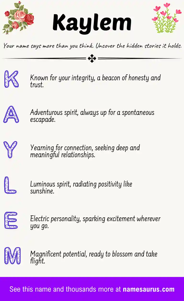 Acrostic poem about Kaylem.