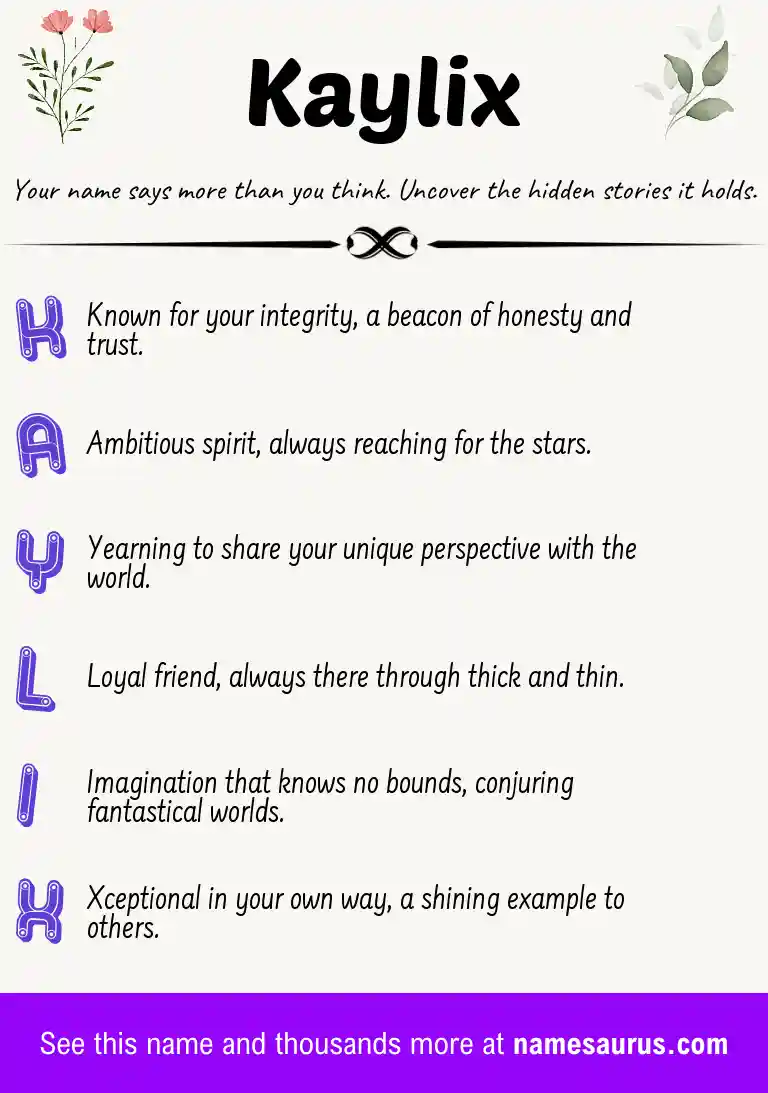 Acrostic poem about Kaylix.